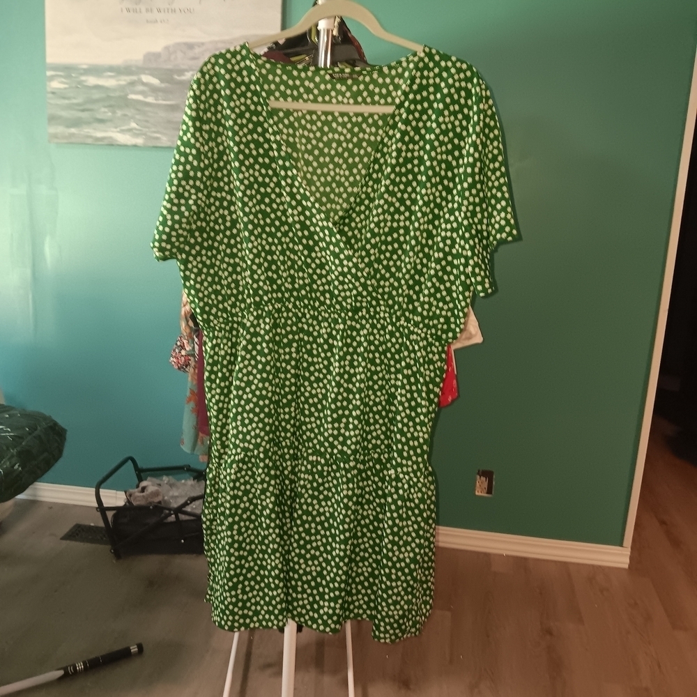 Torrid Curve Elegant Green Polka Dot Midi Dress